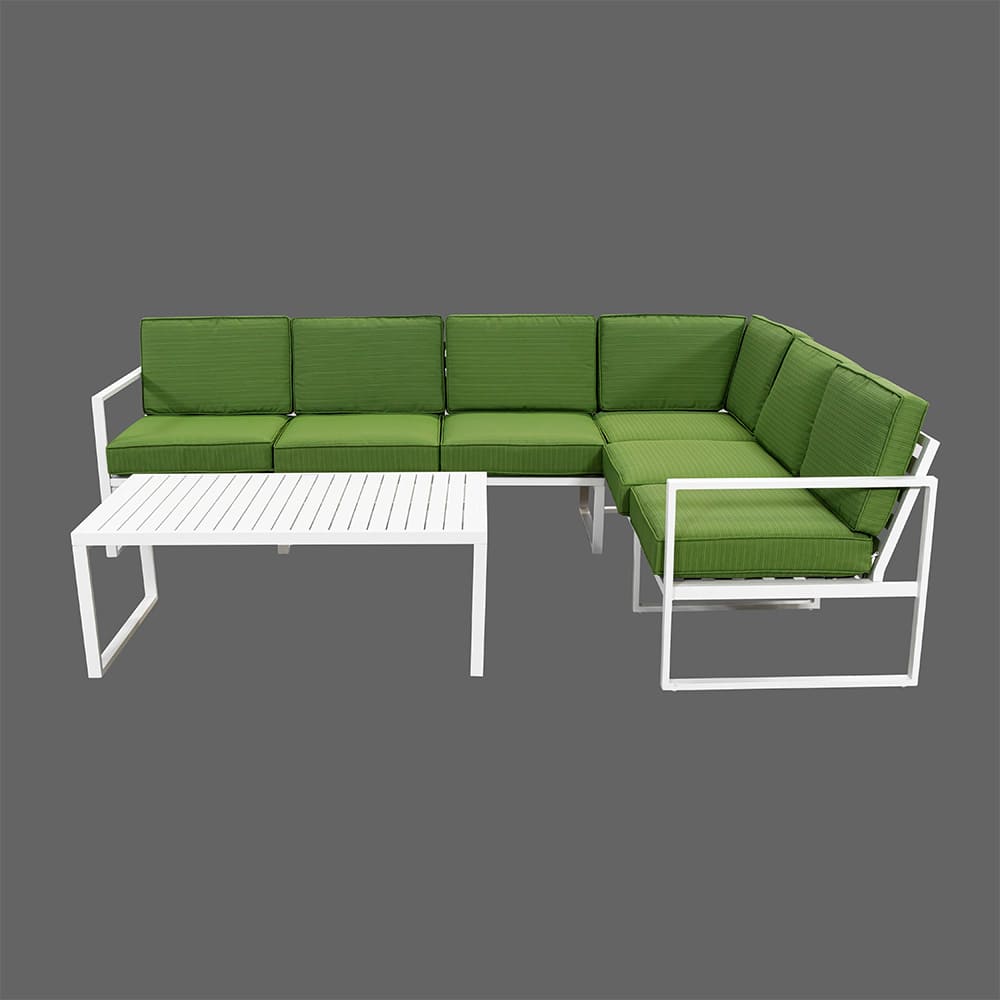 Amalia 3-Piece Lounge Corner Set White & Green