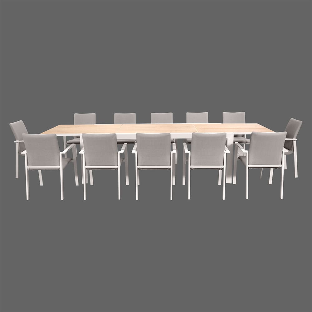 issa 8/12-extendable dining set white and grey