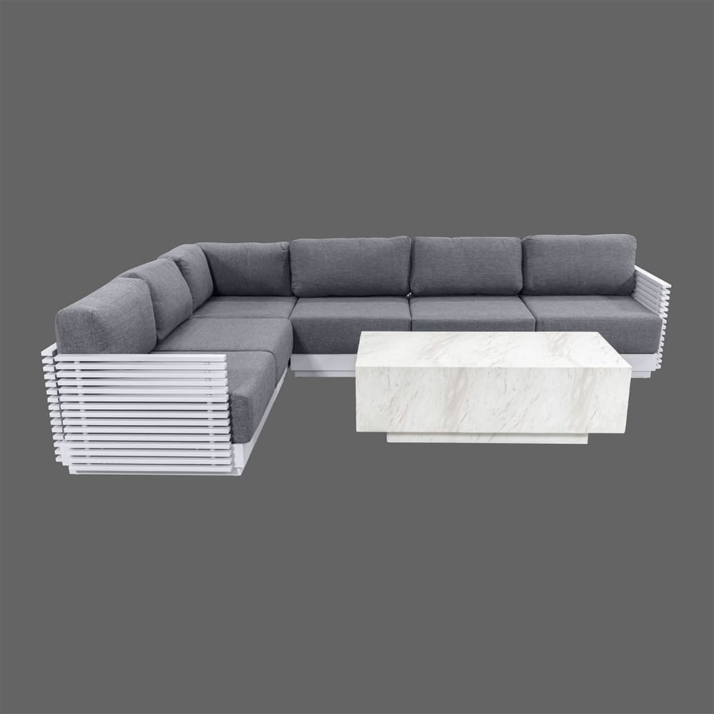 bahari 5-piece corner lounge suite- white-grey