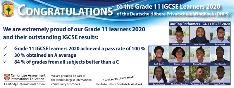 Bemerkenswerte IGCSE-Ergebnisse der 11. Klassen 2020