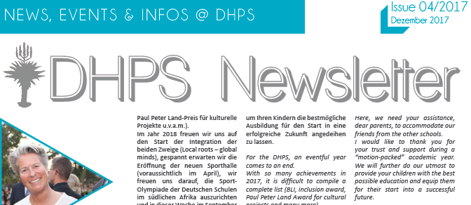 New DHPS Newsletter: December 2017